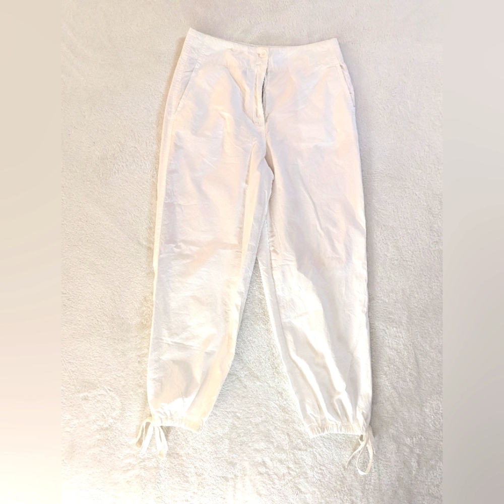 Rebecca Taylor Women’s White Harem Pants Size 4 Tie Ankle w/ Pockets